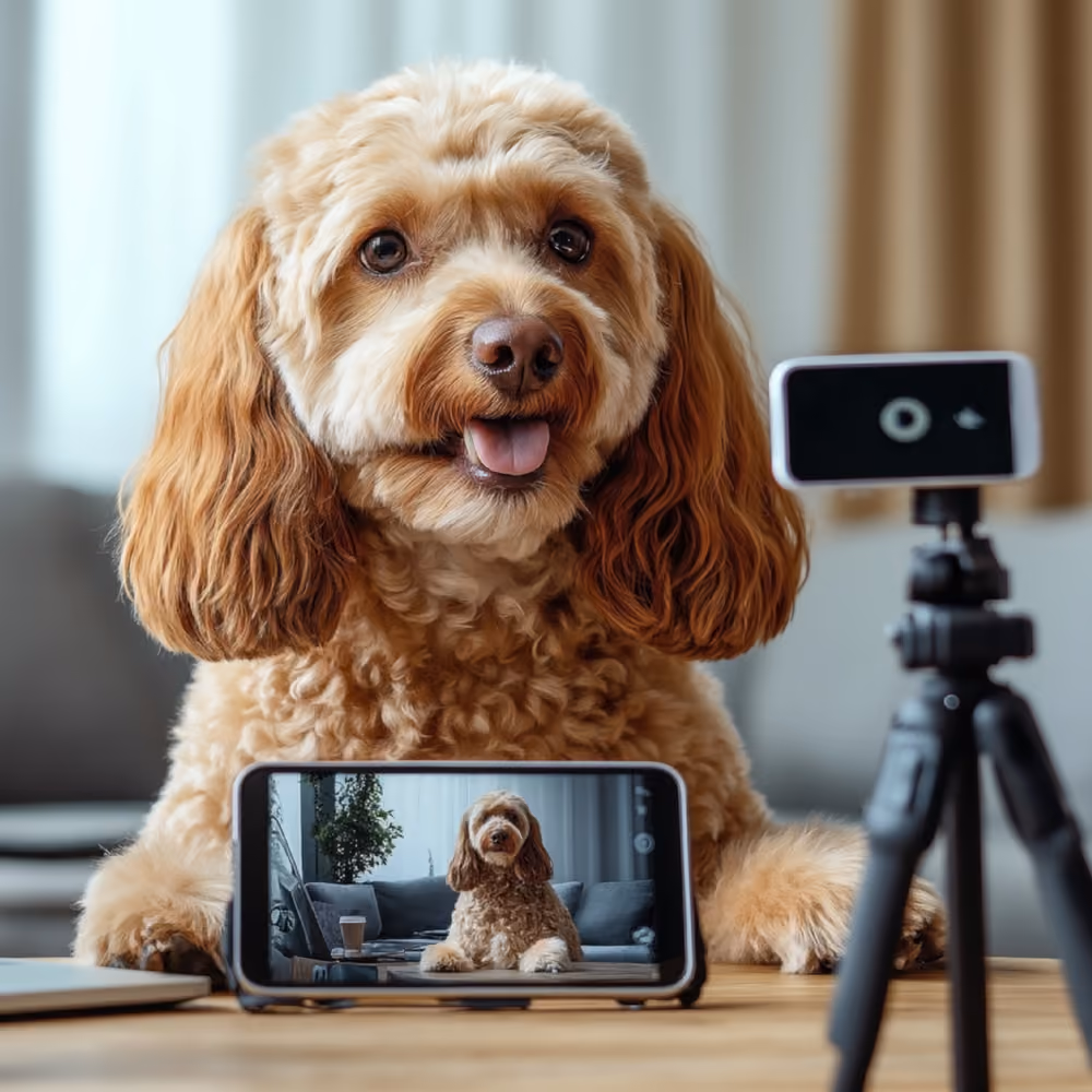 Online görüşme yapan aile ve köpeği – dijital mentörlük