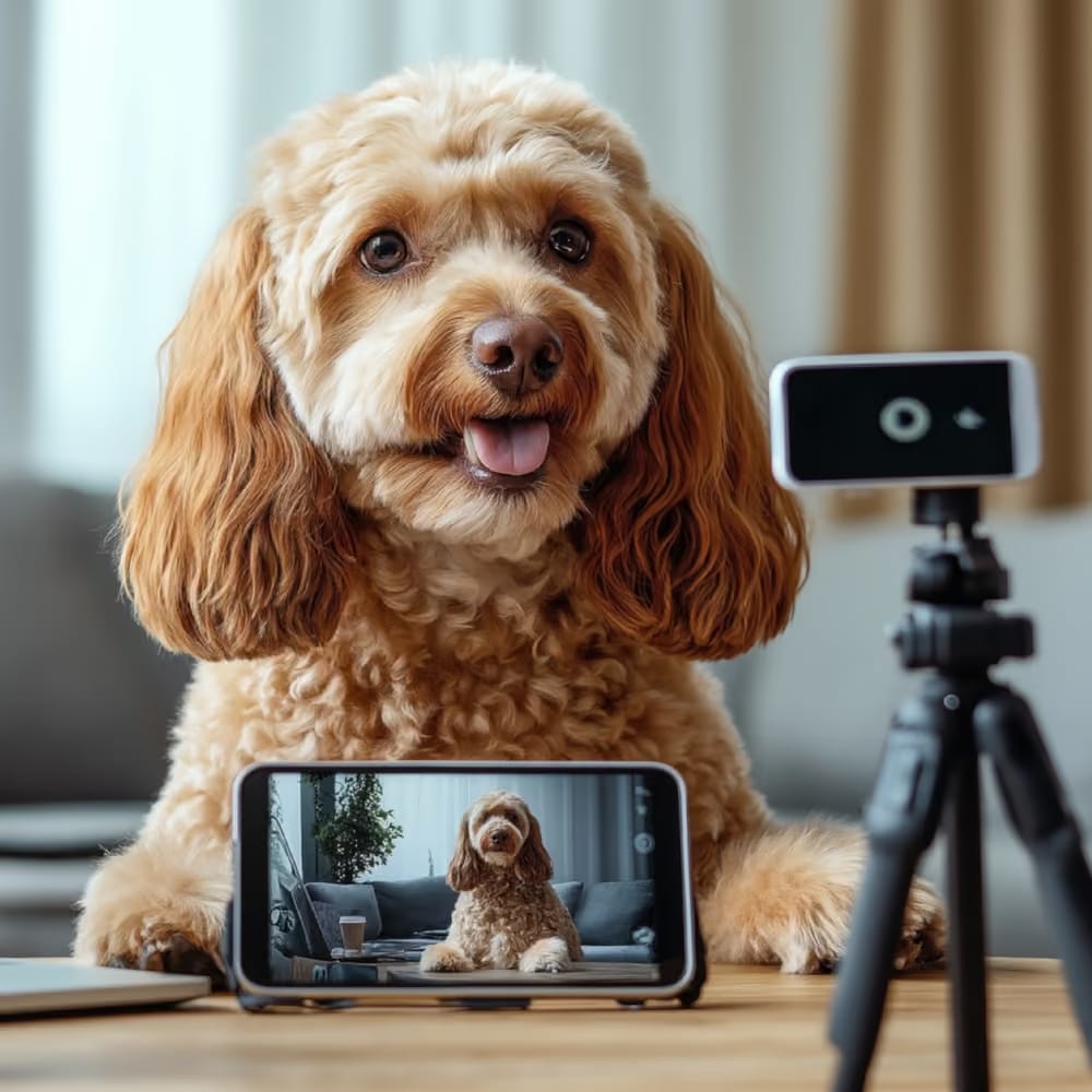 Online görüşme yapan aile ve köpeği – dijital mentörlük